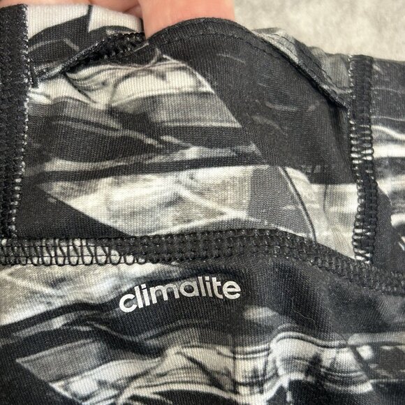 ADIDAS Climalite Capri Leggings Womens Medium Black White Geo Stretch Key Pocket - Picture 7 of 11